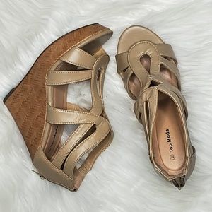 Nude wedge sandals